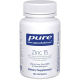 Frasco de suplemento Pure Encapsulations Picolinato de Zinc 15 mg 180 cápsulas