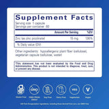 Tabla nutricional del suplemento Pure Encapsulations Picolinato de Zinc 15 mg 60 cápsulas