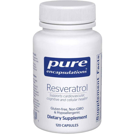 Frasco de suplemento Pure Encapsulations Resveratrol 40 mg 120 cápsulas