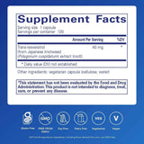 Tabla nutricional del suplemento Pure Encapsulations Resveratrol 40 mg 60 cápsulas
