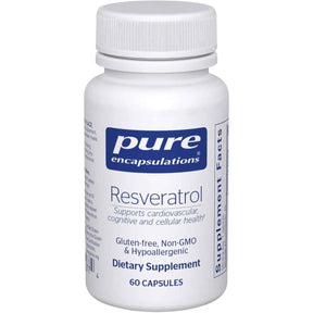 Frasco de suplemento Pure Encapsulations Resveratrol 40 mg 60 cápsulas