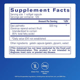Tabla nutricional del suplemento Pure Encapsulations Saw Palmetto 320 mg 120 cápsulas blandas