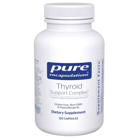 Frasco de suplemento Pure Encapsulations Thyroid Support Complex 120 cápsulas.