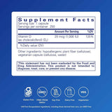 Tabla nutricional del suplemento Pure Encapsulations Vitamina D3 1000 UI 250 cápsulas