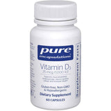 Frasco de suplemento Pure Encapsulations Vitamina D3 1000 UI 60 cápsulas