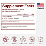 Tabla nutricional del suplemento Pure Micronutrients Extracto de Azafrán 60 cápsulas
