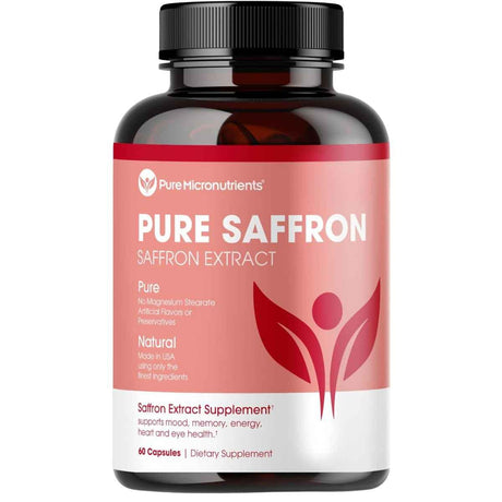 Frasco de suplemento Pure Micronutrients Extracto de Azafrán 60 cápsulas