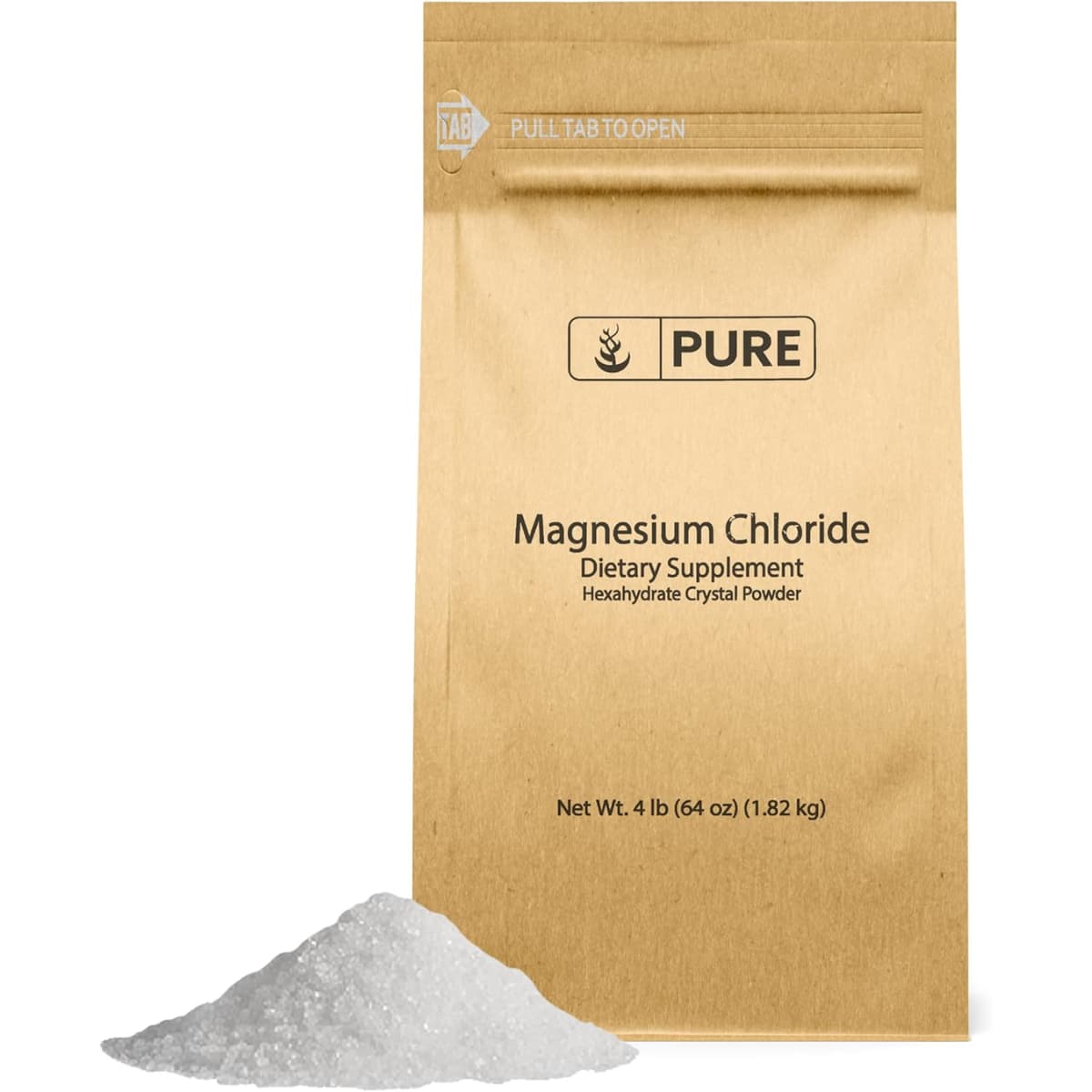 Envase frontal de Pure Original Ingredients cloruro de magnesio en polvo 1.82 kg