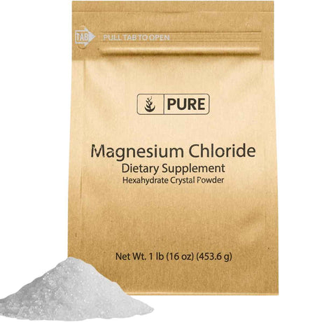 Envase frontal de Pure Original Ingredients cloruro de magnesio en polvo 453.6 g 
