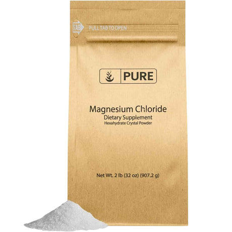 Envase frontal de Pure Original Ingredients cloruro de magnesio en polvo 907.2 g 