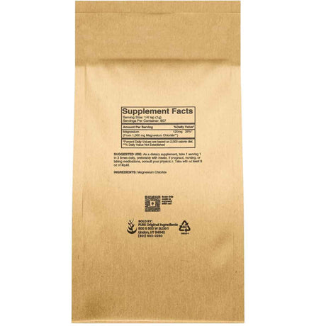 Información del suplemento de Pure Original Ingredients cloruro de magnesio en polvo 907.2 g