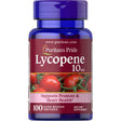 Frasco de suplemento Puritan's Pride Licopeno 10 mg 100 cápsulas blandas