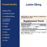 Tabla nutricional del suplemento Puritan's Pride Luteína Lutigold 120 Cápsulas Blandas