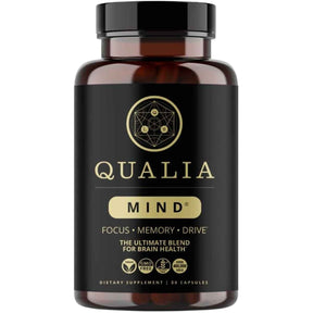 Frasco frontal de Qualia Mind Fórmula con Vitaminas y Extractos de 30 cápsulas