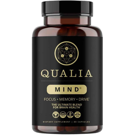Frasco frontal de Qualia Mind Fórmula con Vitaminas y Extractos de 30 cápsulas
