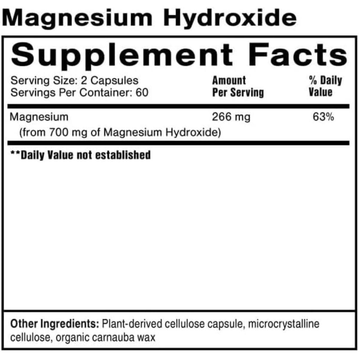 Información del suplemento Quicksilver Scientific hidróxido de magnesio