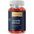 Frasco frontal de Quicksilver Scientific Sashimi Omegas con aceite de salmón, presentación de 120 cápsulas blandas.