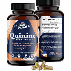 FLORIDA HERBS Quinnine Soporte para Calambres - 100 Cápsulas | Suplemento de Cinchona