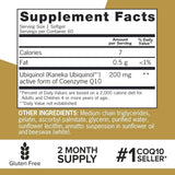 Tabla nutricional del suplemento Qunol Ubiquinol 200 mg 60 cápsulas blandas