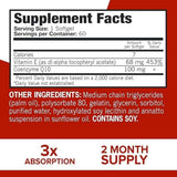 Tabla nutricional del suplemento Qunol Ultra CoQ10 60 cápsulas blandas