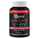 Frasco de suplemento Qunol Ultra CoQ10 60 cápsulas blandas