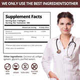 Tabla nutricional del suplemento QVQ Vitamina D3 y K2 300 Cápsulas Blandas