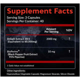 Tabla nutricional del suplemento Rainbow Nutrients Extracto de Shilajit 120 cápsulas