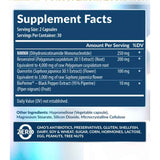 Tabla nutricional del suplemento Rainbow Nutrients NMNH 60 cápsulas