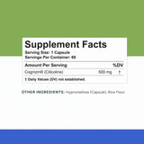 Tabla nutricional de Rational Nutrition Cognizin Citicolina 500 mg por cápsula
