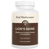 Frasco de suplemento Real Mushrooms Melena de León 120 cápsulas