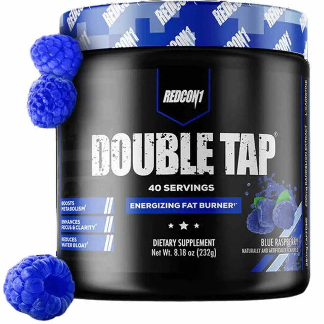 Redcon1 Double Tap quemador de grasa en polvo - Sabor Frambuesas Azules - 232 g - 40 Servicios - Haz Tu Pedido
