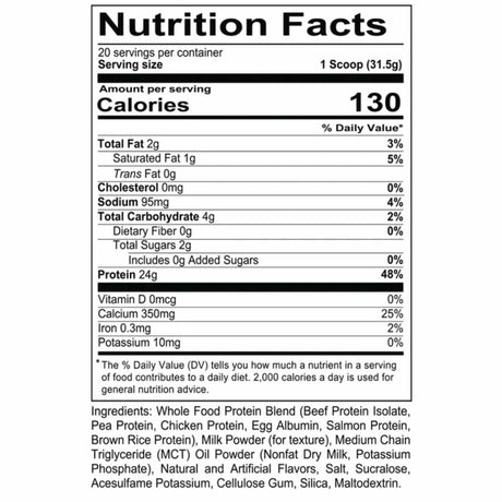 Redcon1 MRE LITE Proteína de alimentos enteros - Sabor Chocolate - 630 g - 20 Servicios - Tabla Nutricional - Haz Tu Pedido
