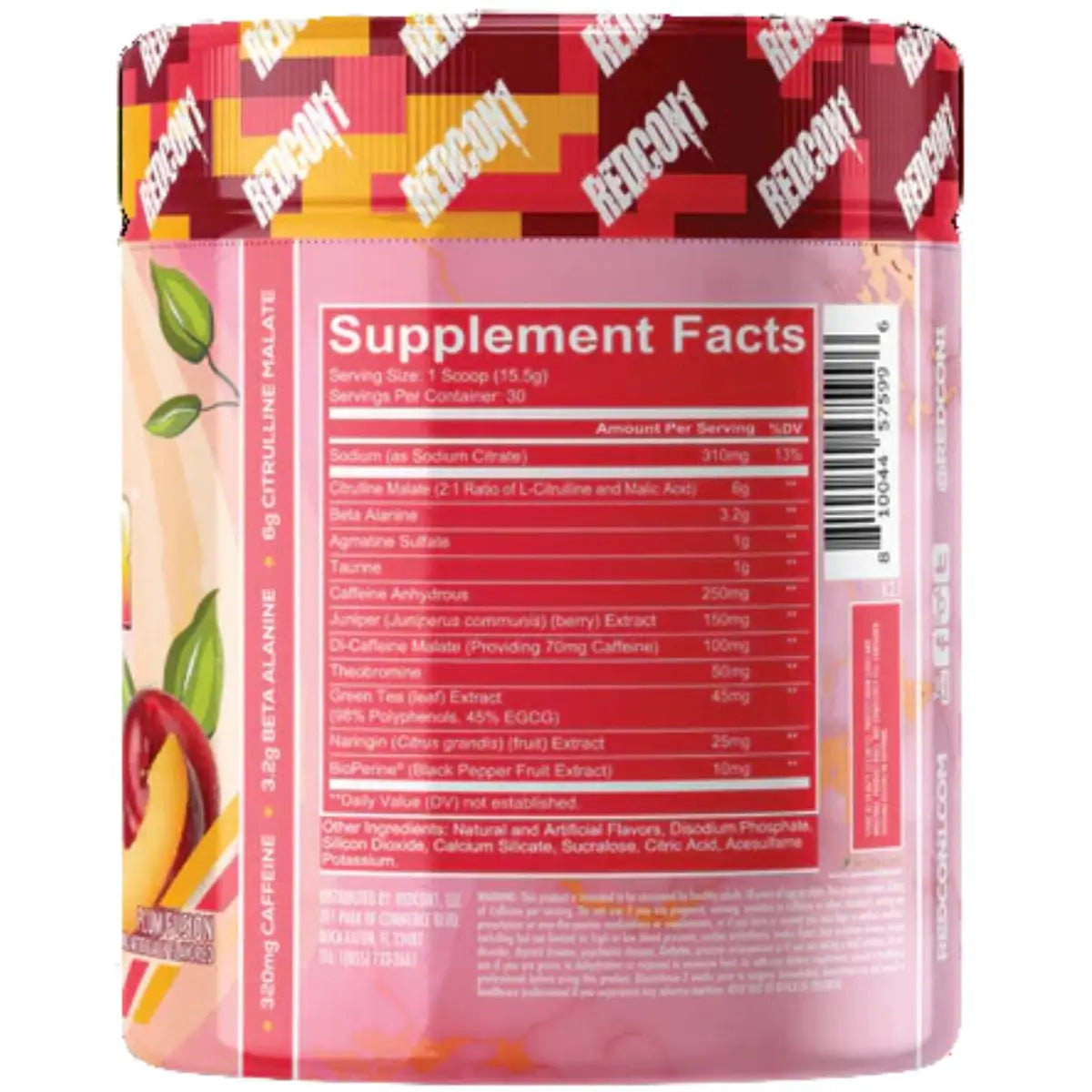 Redcon1 pre entrenamiento - Sabor Fusión de ciruela - 465 g - 30 Servicios - Tabla Nutricional - Haz Tu Pedido
