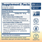 Tabla nutricional del suplemento Renew Life Probiótico para el Cuidado de la Mujer 60 cápsulas