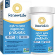 Frasco de suplemento RenewLife Probiótico Digestivo Cuidado Extra 60 Cápsulas Vegetarianas