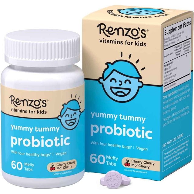 Frasco de suplemento Renzo's Probióticos 3 Billion CFU 60 tabletas