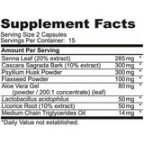 Tabla nutricional del suplemento Research Labs Fórmula Cleanse & Detox de 15 Días 30 Cápsulas