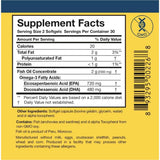 Panel de información del suplemento de Researched Nutritionals Omega-3 Plus con EPA y DHA por porción.