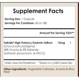 Safralis tabla nutricional 15mg 60 cápsulas