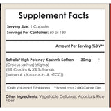 Safralis tabla nutricional 30mg 60 cápsulas