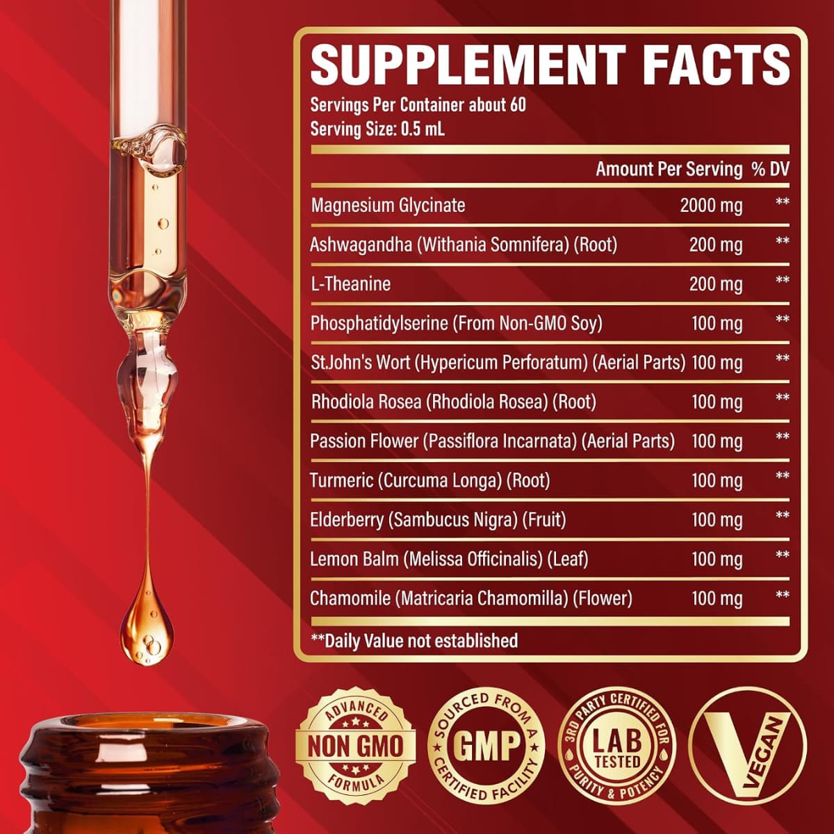 Información del suplemento de Satoomi glicinato de magnesio 11 en 1 en gotas, 30 ml.