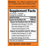 Información del suplemento de SeabuckWonders Omega-7 Complete con aceite de espino amarillo, 120 cápsulas blandas