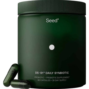 Frasco de suplemento Seed Health DS-01 Probiótico con Prebiótico 60 cápsulas