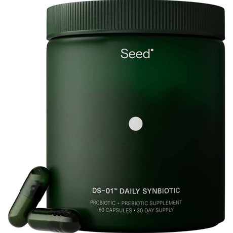 Frasco de suplemento Seed Health DS-01 Probiótico con Prebiótico 60 cápsulas