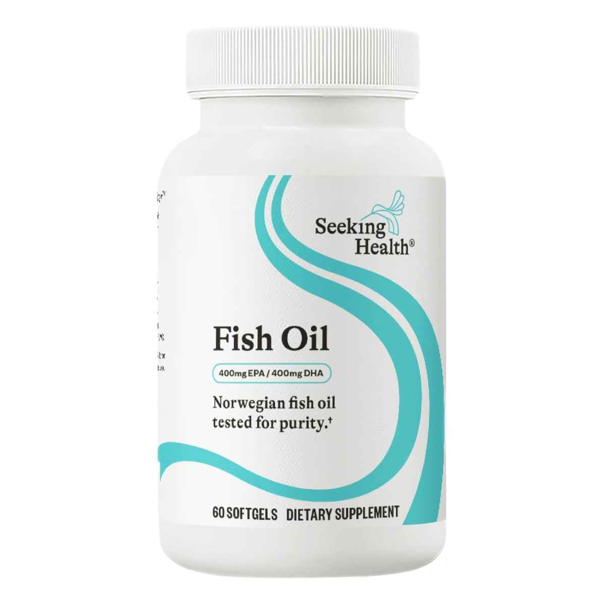 Seeking Health Fish Oil omega 3 800 mg 60 cápsulas blandas frasco frontal