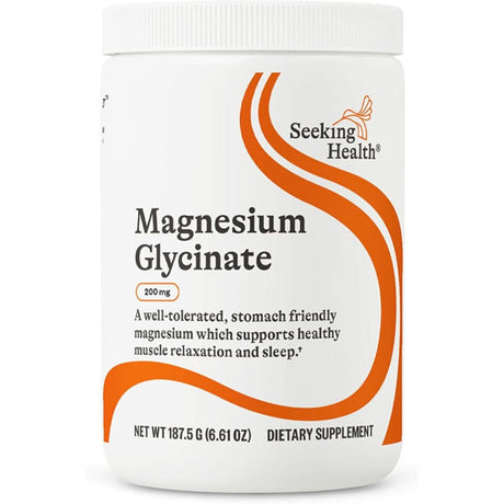 Frasco de Seeking Health glicinato de magnesio en polvo 200 mg, 187.5 g
