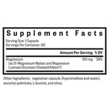 Etiqueta de información del suplemento Seeking Health Optimal Magnesium