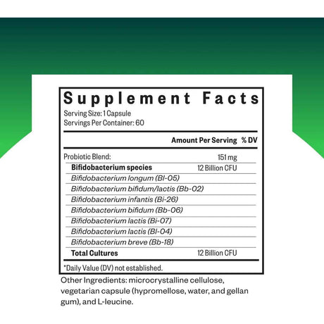 Información del suplemento de Seeking Health ProBiota Bifidobacterium 60 cápsulas