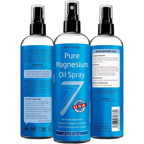 Tabla nutricional del suplemento Seven Minerals Aceite de Magnesio Puro 355 ml