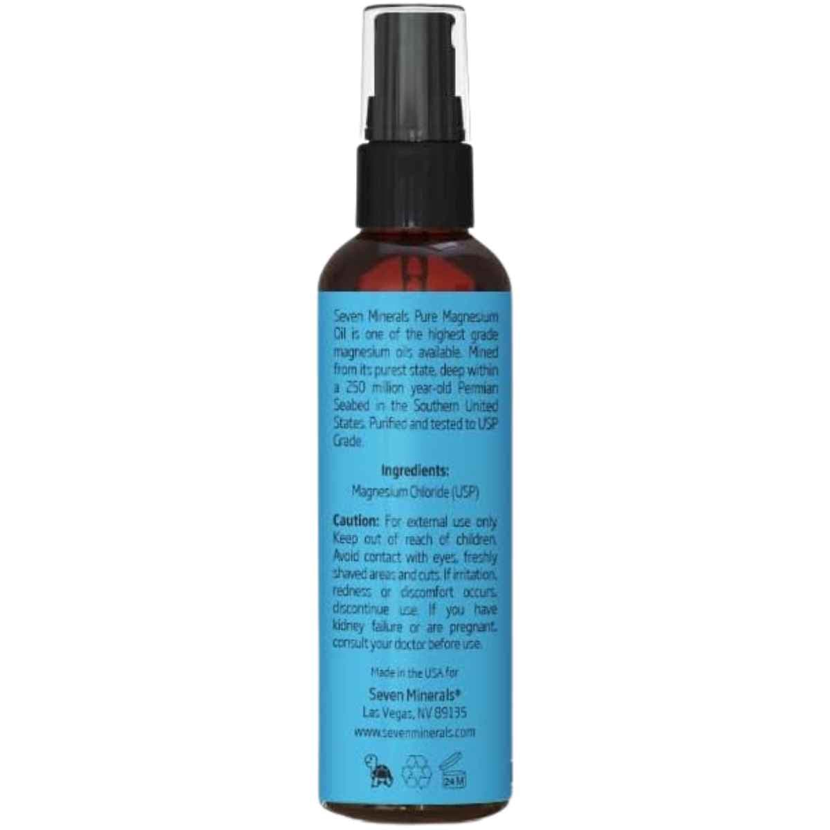 Tabla nutricional del suplemento Seven Minerals Aceite de Magnesio Puro 60 ml